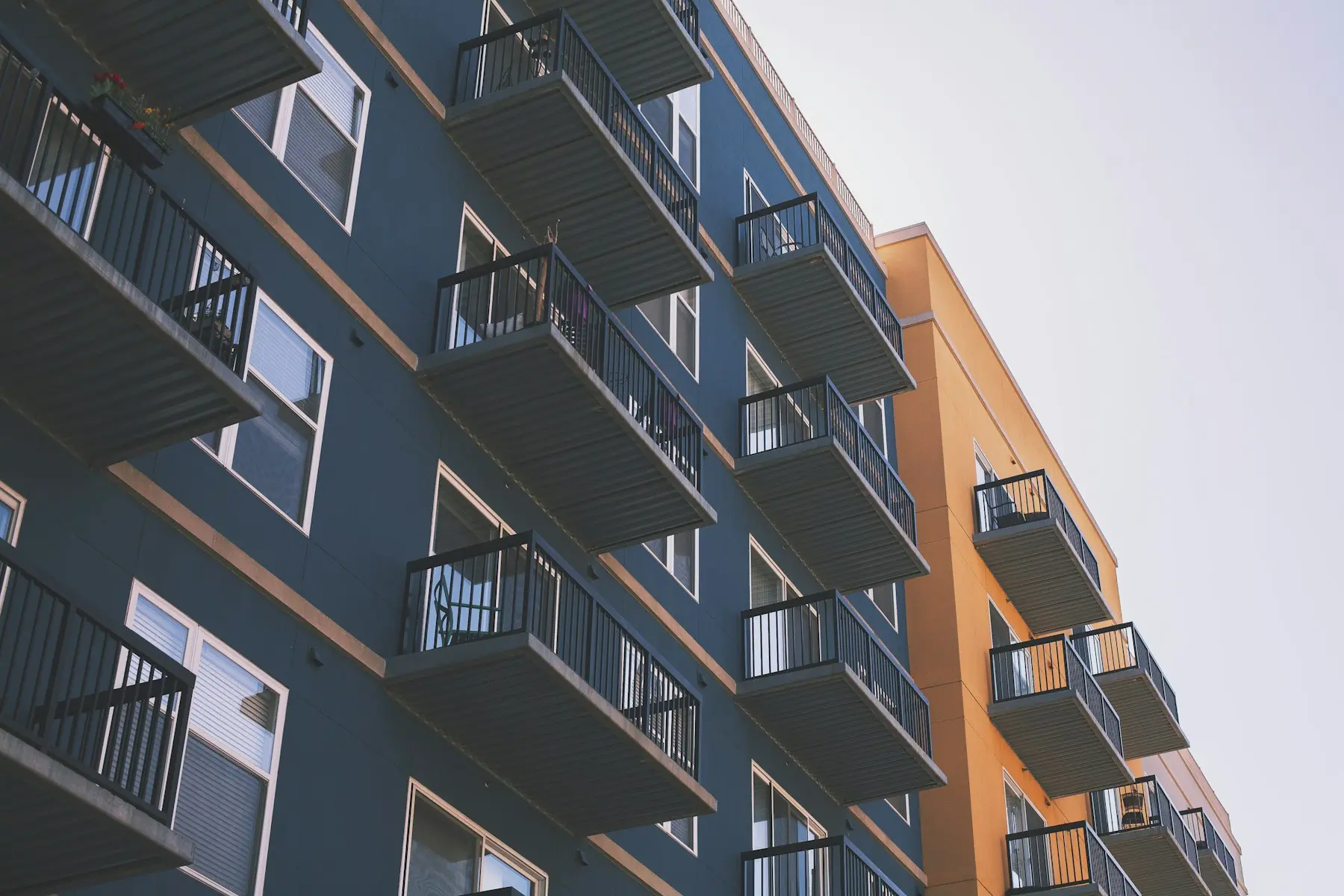 Modern apartment building with exterior balconies